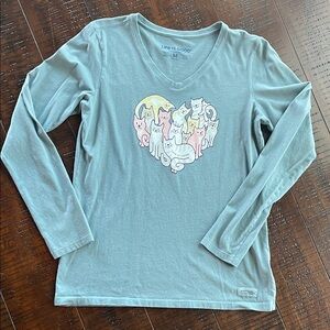 Life Is Good Kids' Teal Cat Heart Long Sleeve Shirt